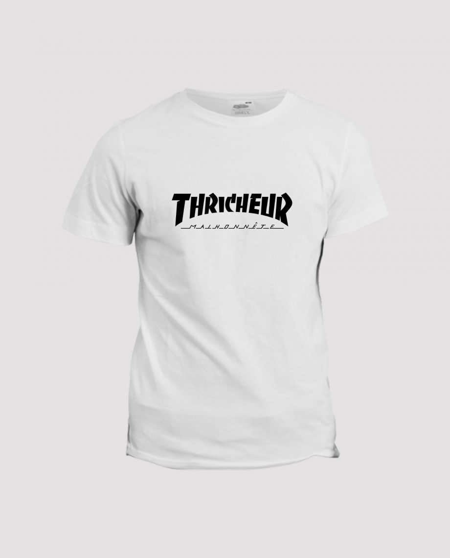 la-ligne-shop-t-shirt-blanc-homme-detournement-de-logo-thrasher-magasine-thricheur-malhonnete