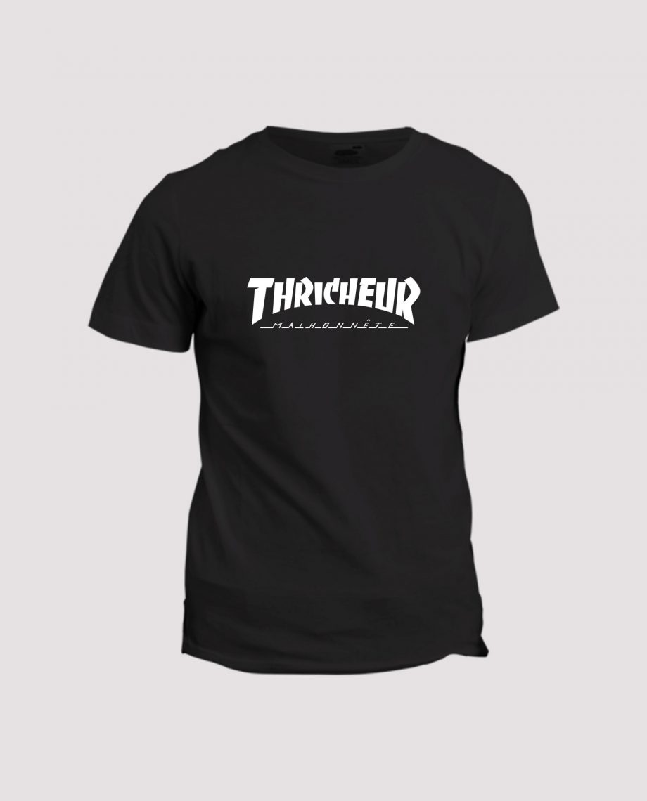 la-ligne-shop-t-shirt-noir-homme-detournement-de-logo-thrasher-magasine-thricheur-malhonnete