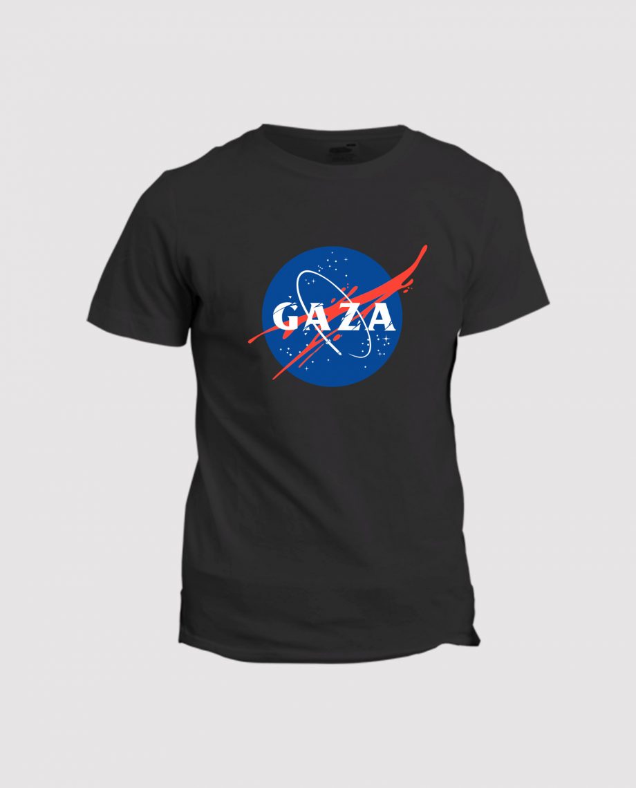 la-ligne-shop-t-shirt-noir-homme-soutien-a-gaza-detournement-logo-nasa