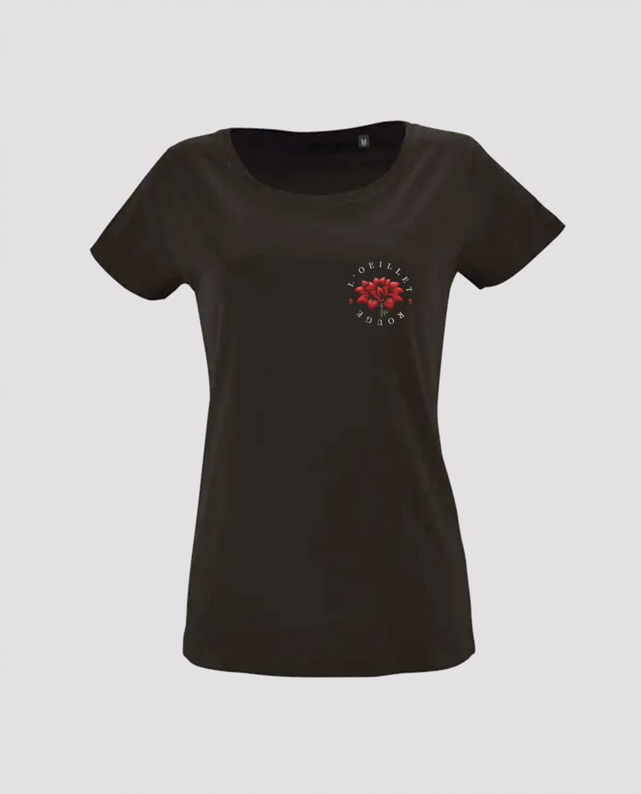 la-ligne-shop-t-shirt-femme-oeillet-rouge-logo-fleur