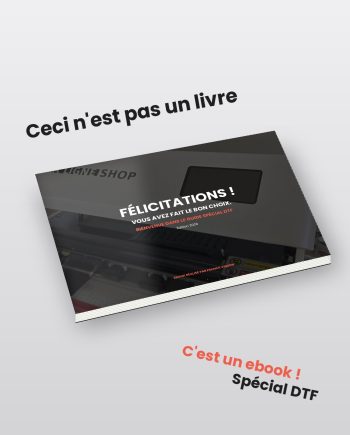 Couverture de l'E-book DTF 2026, guide pour apprendre l'impression DTF et lancer son activité textile.
